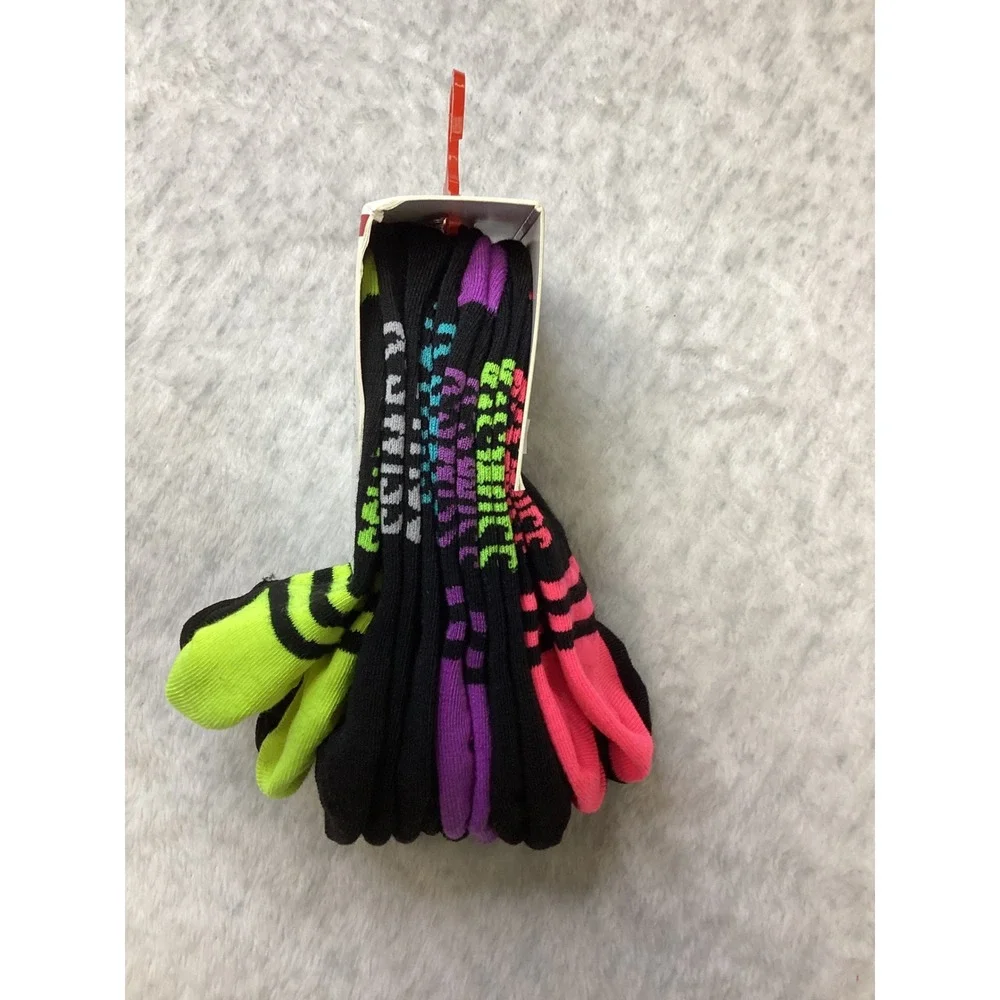K-Swiss Womens 6 Pair No Show Foot Liner Socks Black Neon Silicone Tab KSSKL0174